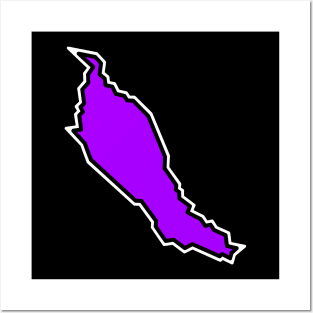 Denman Island Silhouette in Purple Violet - Bold and Simple  - Denman Island Posters and Art